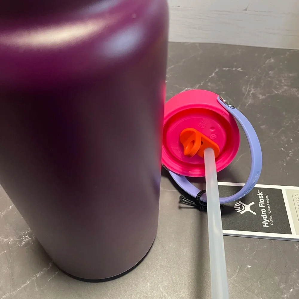 Hydro Flask 32 oz Wide Mouth with Flex Straw Cap in Sugarplum - Picture 5 of 11